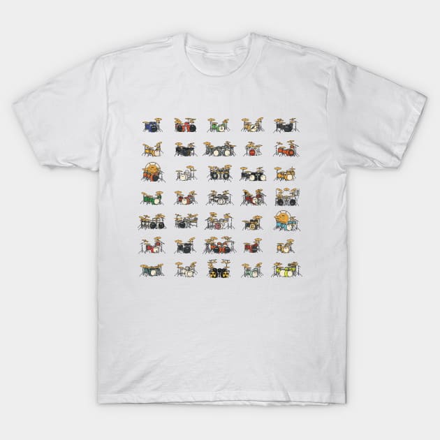 35 Pixel Drum Sets T-Shirt by gkillerb